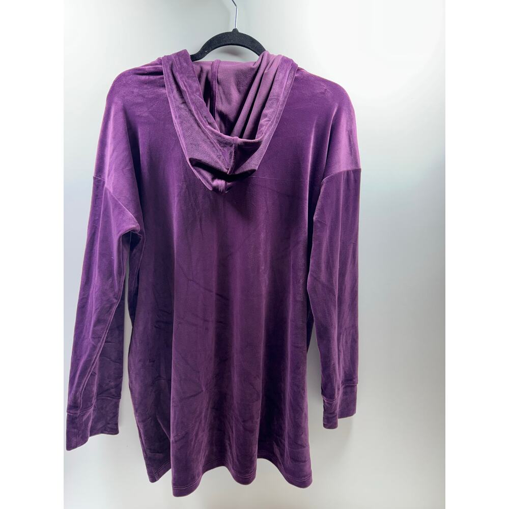 Pure Jill Velour Hoodie Medium Plum Purple Velvet Sz Medium Casual Oversized - Picture 9 of 9